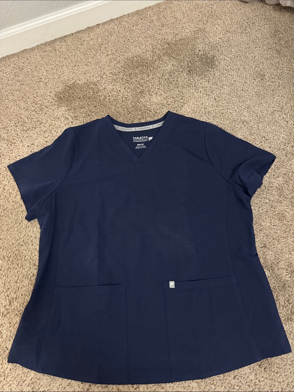 Fabletics Navy V-Neck Scrub Top